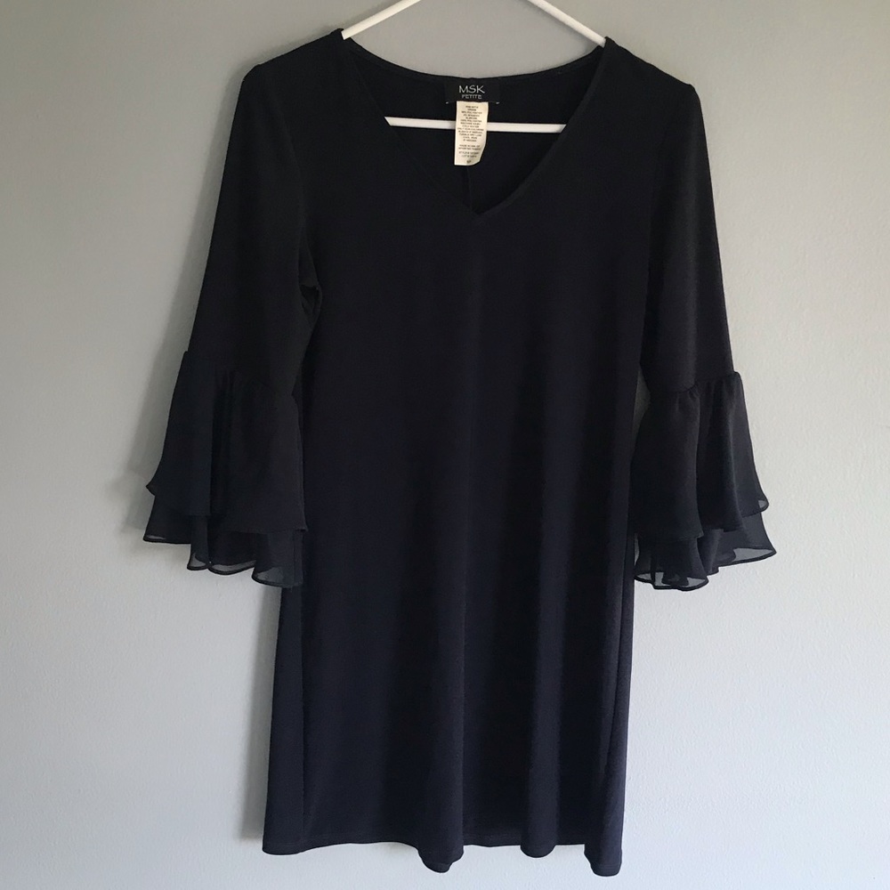 Classic Navy Dress w/ Ruffle Sleeve